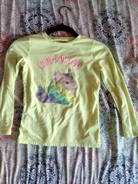 Cat & Jack Neon Yellow Long Sleeve 'Chin-Chillin!' Graphic Tee